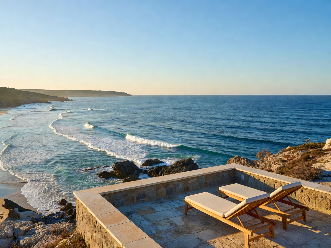 Coastal escape with oceanfront property and sunny skies