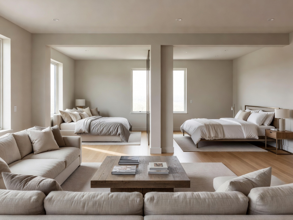 Family Room layout with connected bedding areas