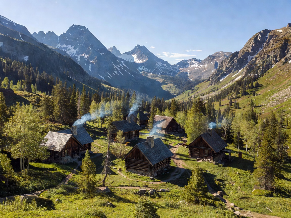 Mountain retreat surrounded by peaks